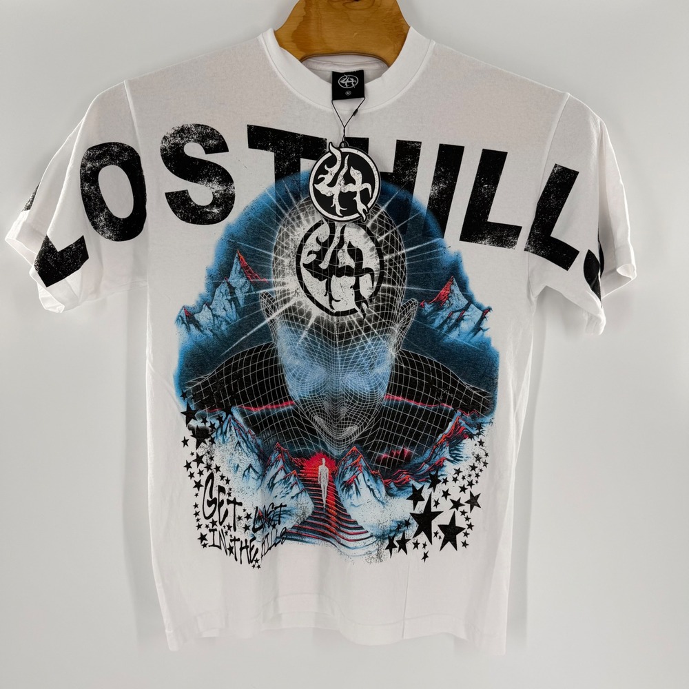 Lost Hills Get Lost Graphic T-Shirt White Made in USA Mens Size M NWT